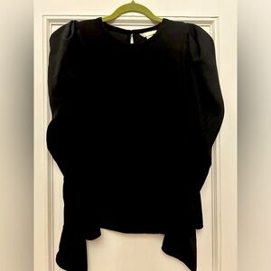H&M Soft Flowing Puff Long Sleeve Black Blouse size L